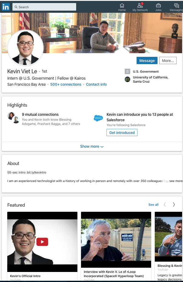 Kevin LinkedIn Profile