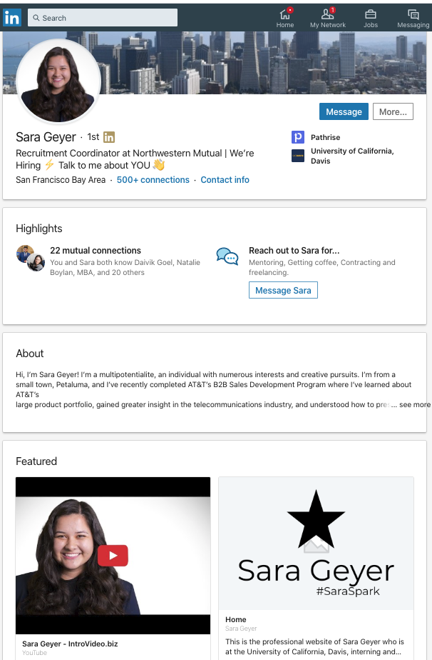 Sara LinkedIn Profile